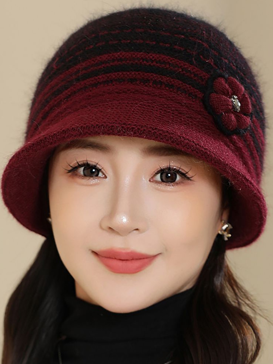 

StyleCast x Revolte Women Self Design Beanie, Maroon