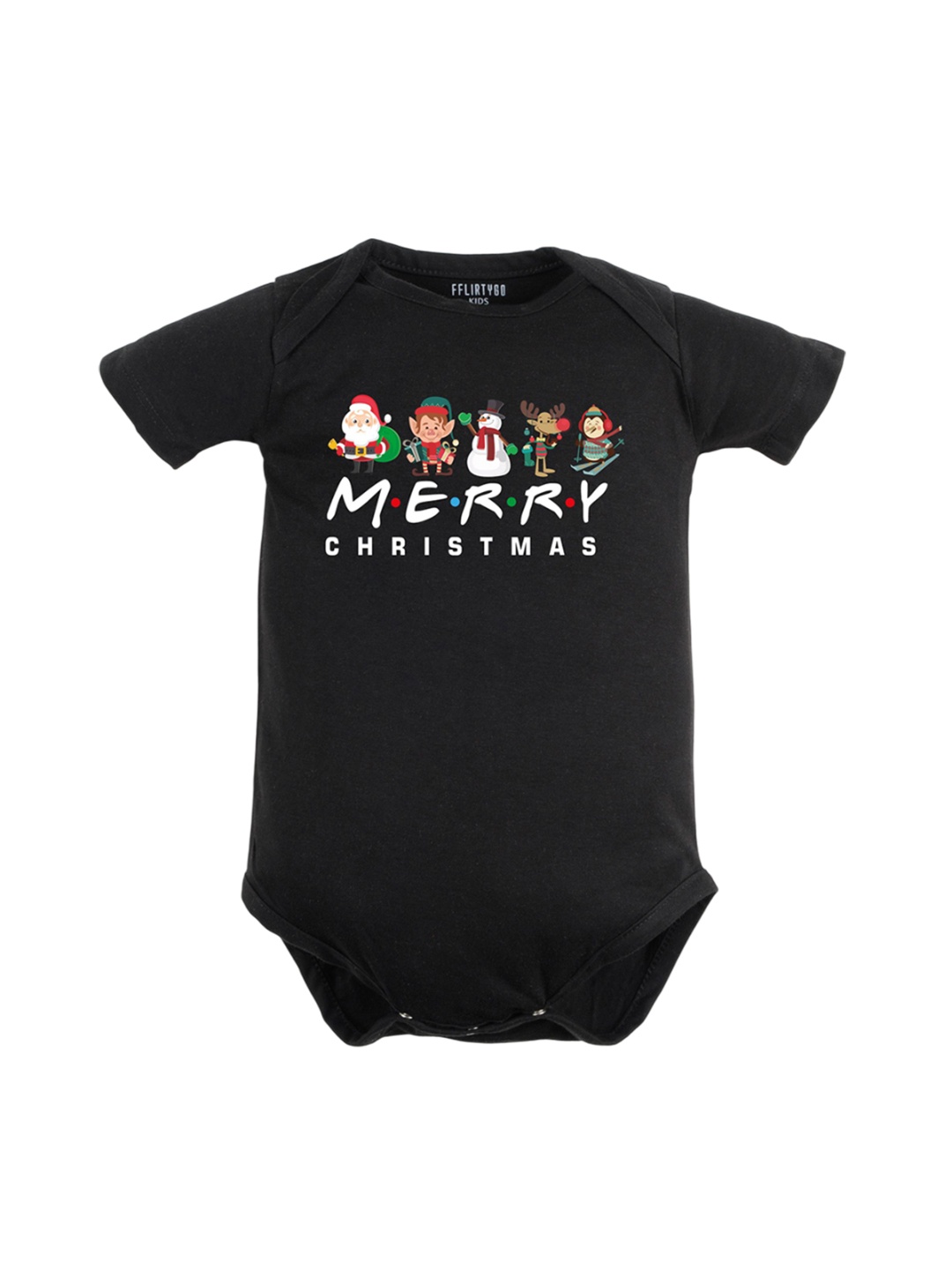 

FFLIRTYGO Infants Printed Cotton Bodysuit, Black