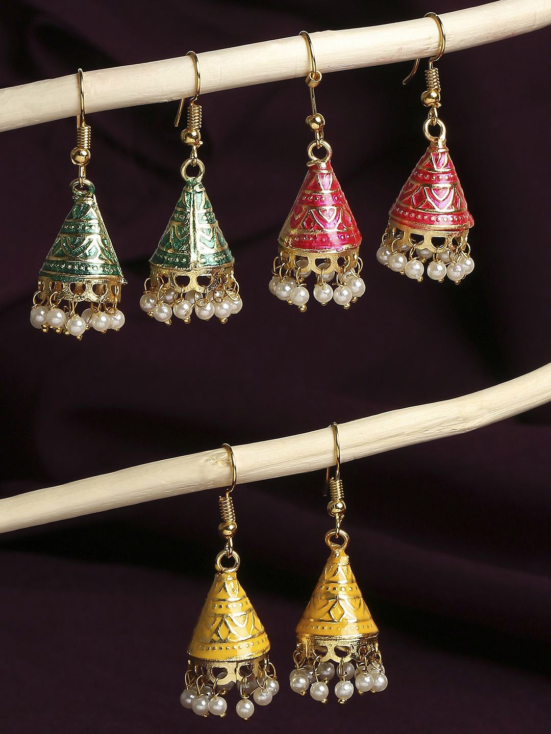 

Anouk Dome Shaped Jhumkas Earrings, Pink
