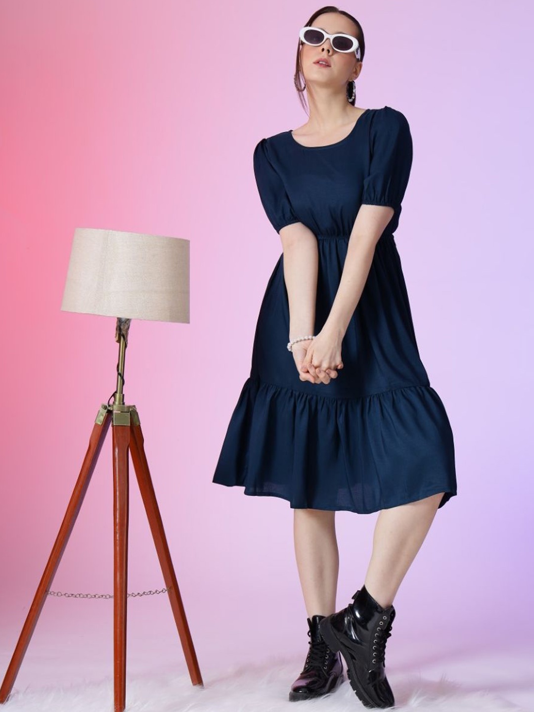 

Femvy Women Fit & Flare Dress, Blue