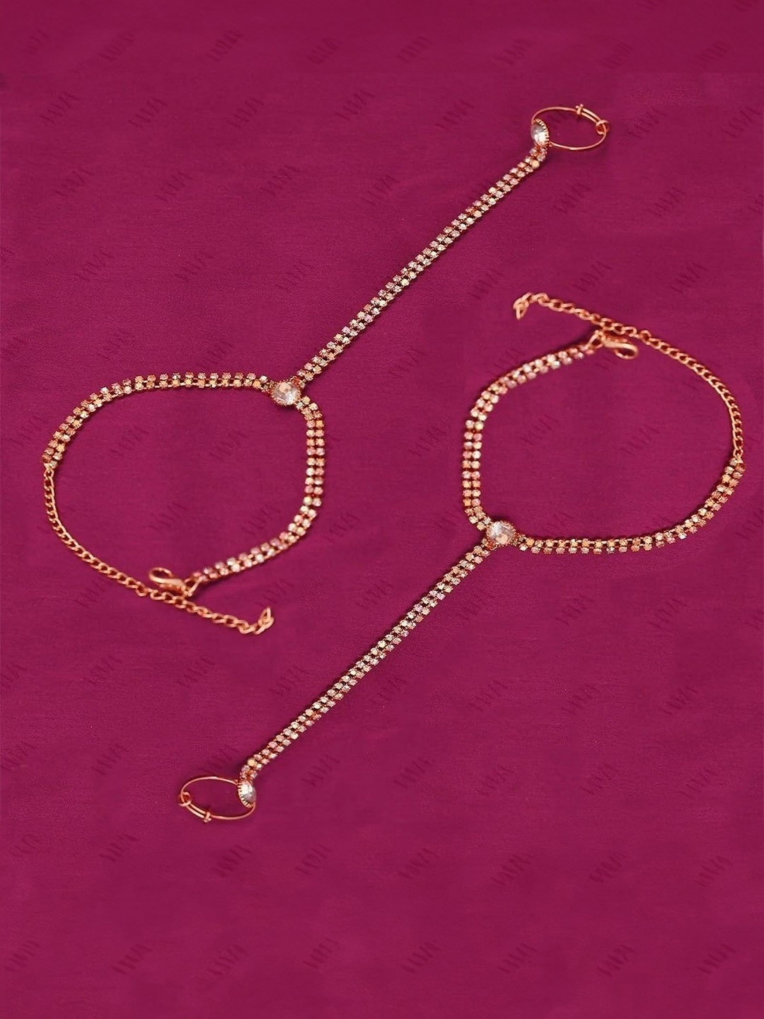 

VAMA Women Crystals Handcrafted Rose Gold-Plated Armlet Bracelet