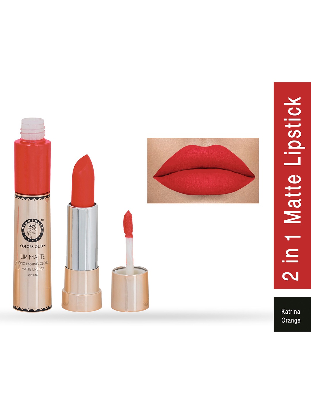 

Colors Queen Lip Matte 2 In 1 Long Lasting Gloss Matte Lipstick 8g - Katrina Orange