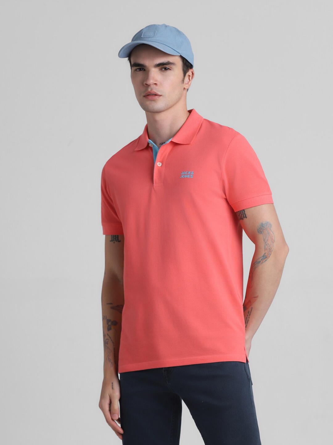 

Jack & Jones Cotton Polo Collar Short Sleeves Slim Fit T-shirt, Pink