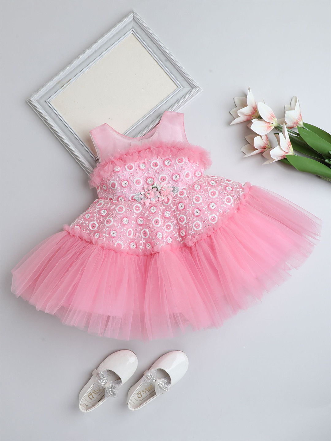 

The Magic Wand Girls Fit & Flare Dress, Peach