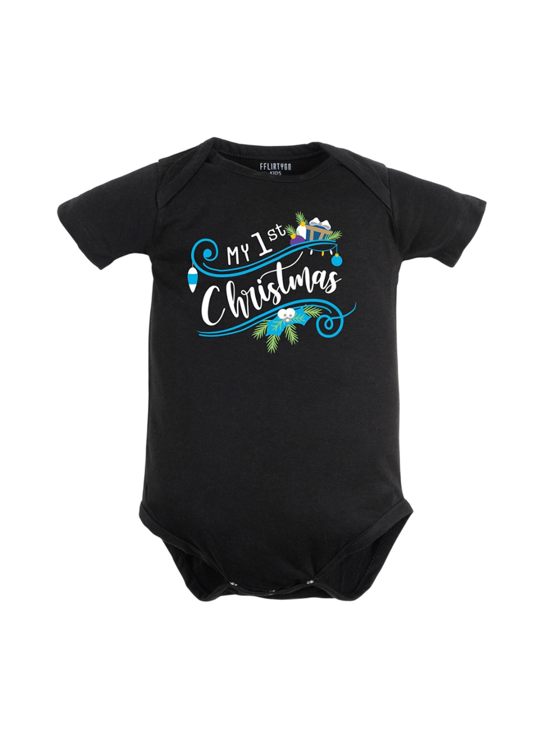 

FFLIRTYGO Infants Printed Cotton Bodysuit, Black