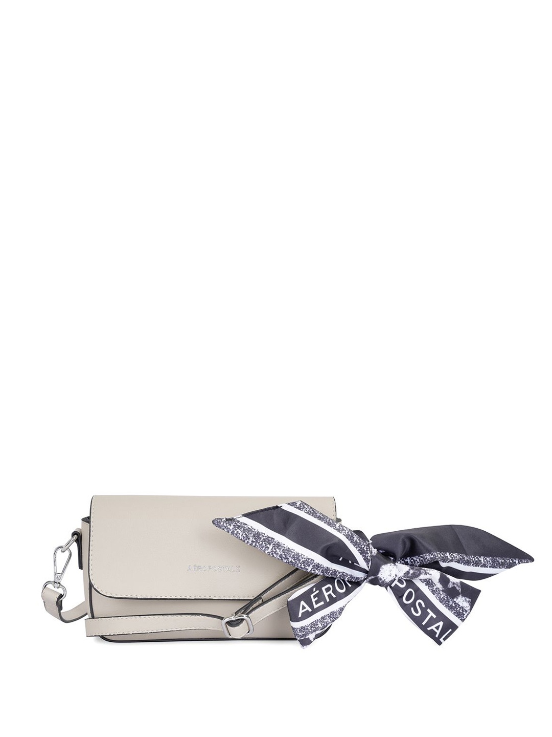 

Aeropostale PU Structured Sling Bag with Bow Detail, Beige