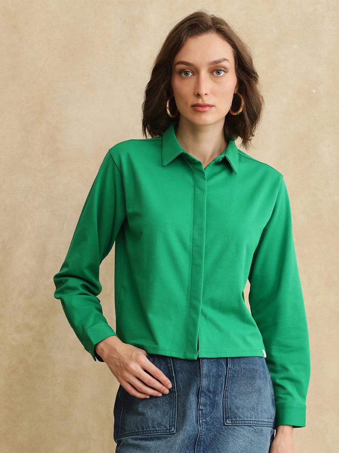 

RAREISM Women Comfort Opaque Casual Shirt, Green