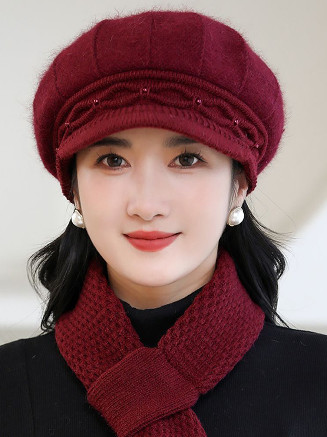 

StyleCast x Revolte Women Self Design Visor Cap, Maroon