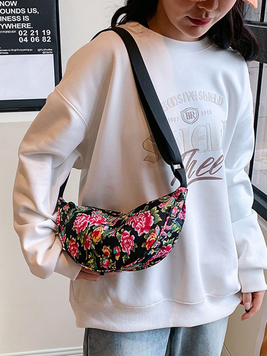 

StyleCast Black Floral Printed Stylish Side Bag