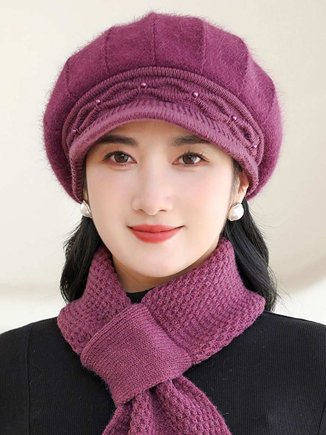 

StyleCast x Revolte Women Self Design Ascot Cap, Mauve