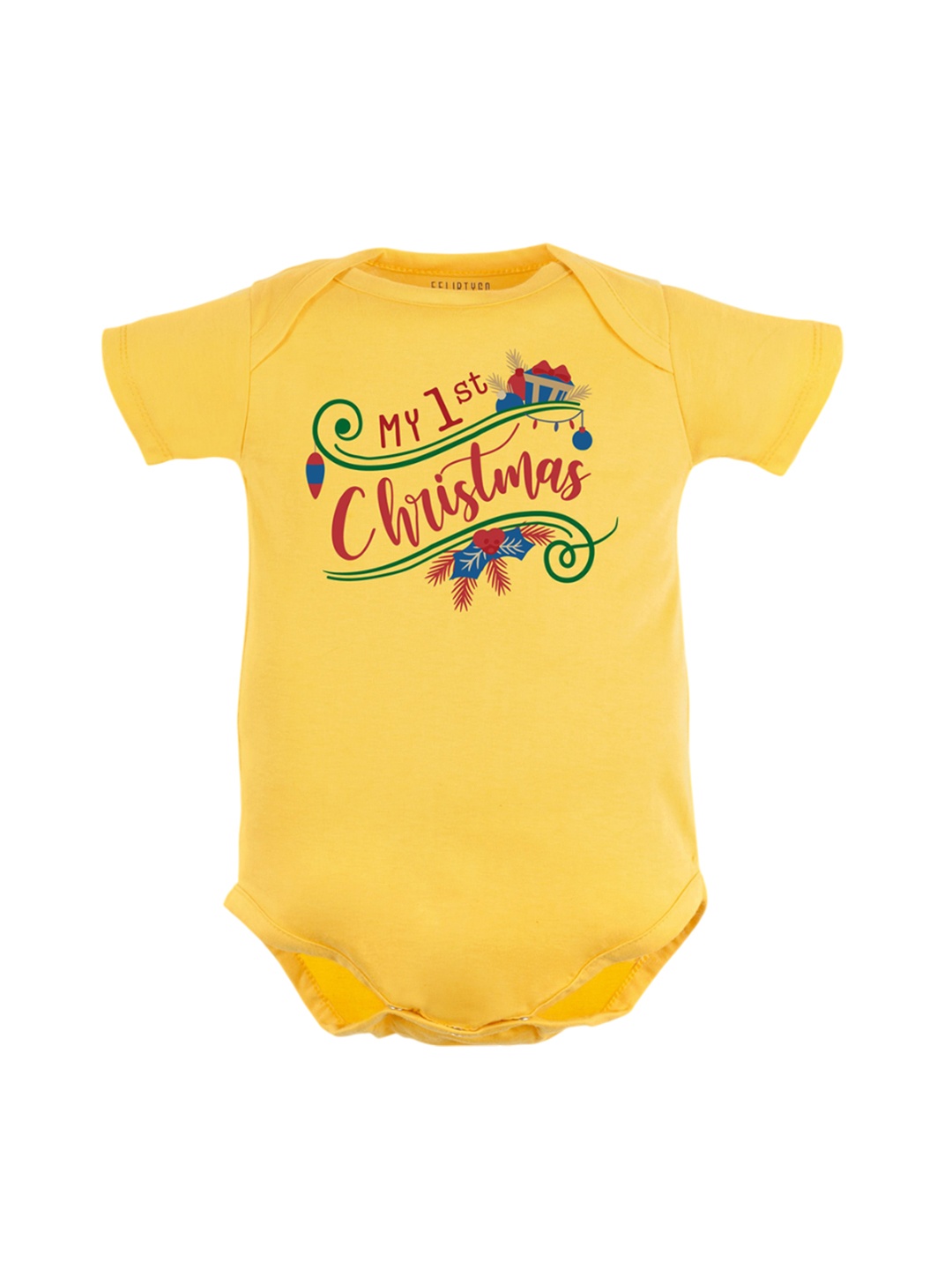 

FFLIRTYGO Infants Printed Pure Cotton Bodysuit, Yellow