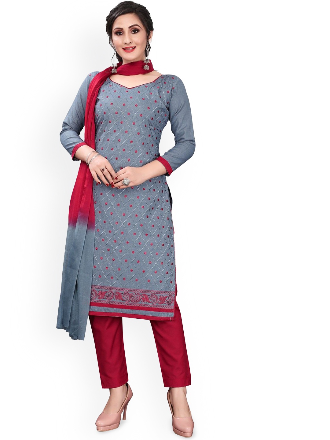 

Suha Unstitched Dress Material, Grey