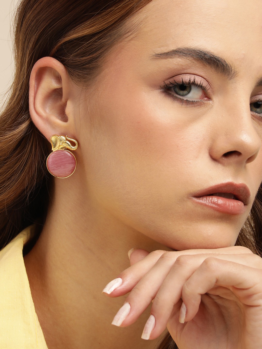 

Anouk Gold-Plated Beaded Classic Studs, Pink