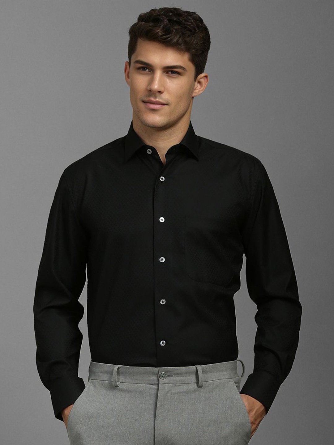 

Luxure by Louis Philippe Men Classic Opaque Formal Shirt, Black