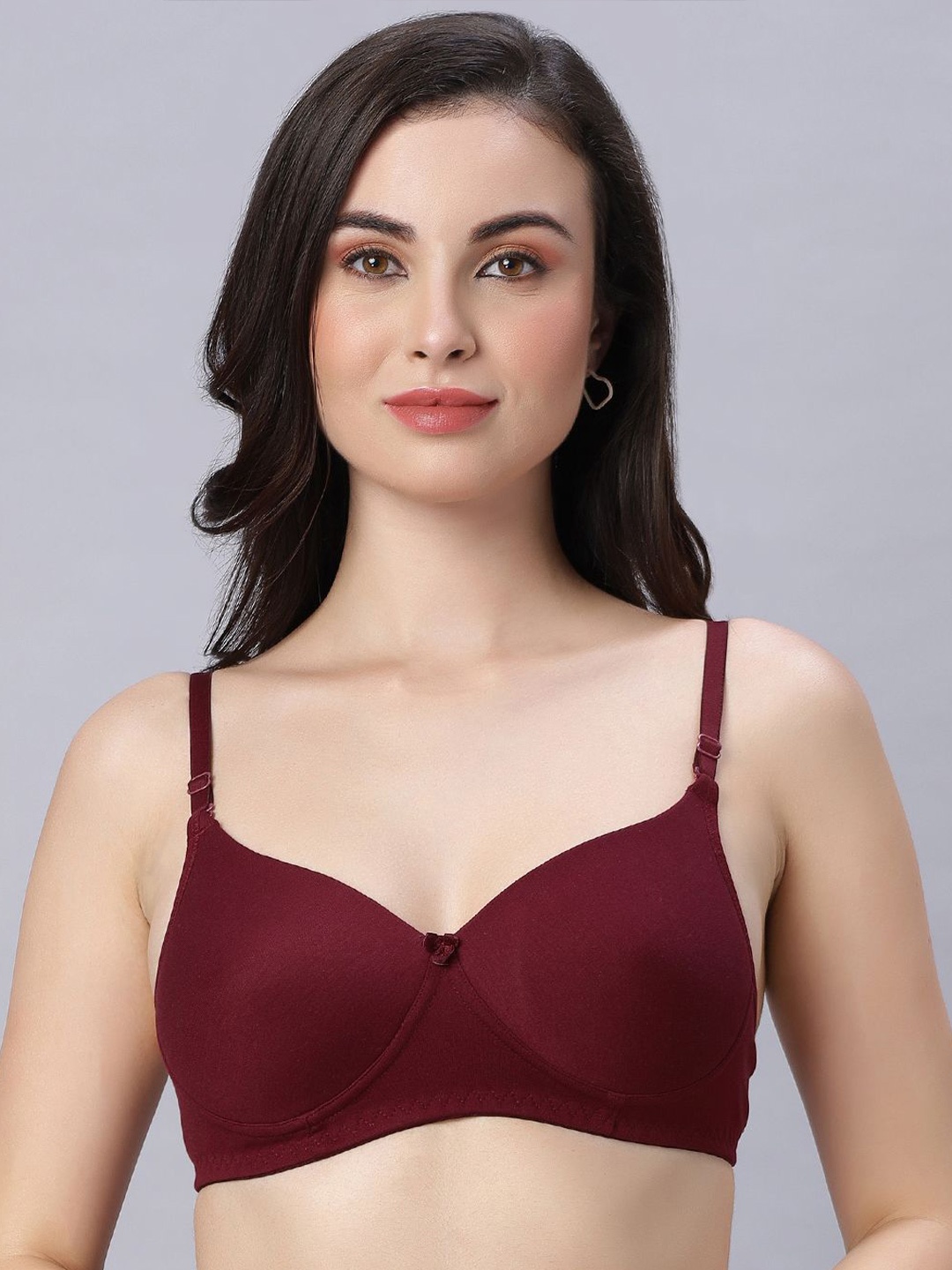 

Anoma Women Full Coverage Heavily Padded Cotton T-shirt Bra, Maroon