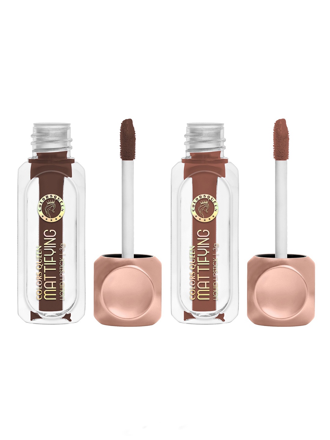 

Colors Queen Mattifying 2-Pcs Non-Transfer Lipstick 3ml Each - Cocoa 04 & Brunch Nude 11, Brown