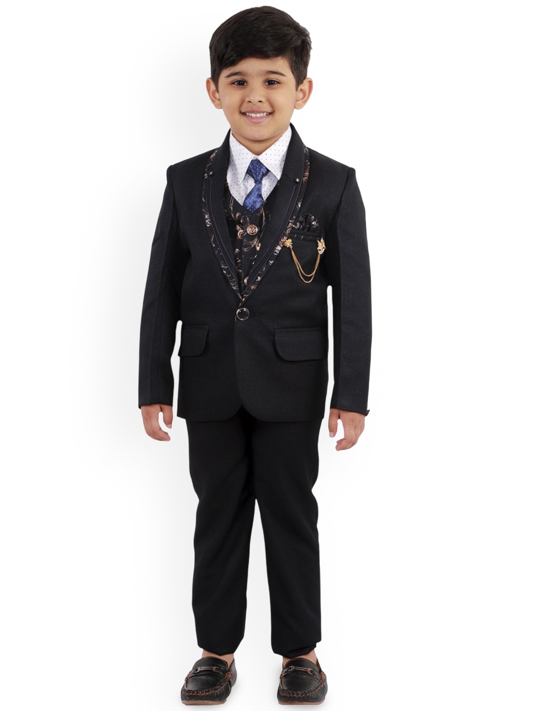 

BAESD Boys Single-Breasted 5-Piece Party Suits, Black