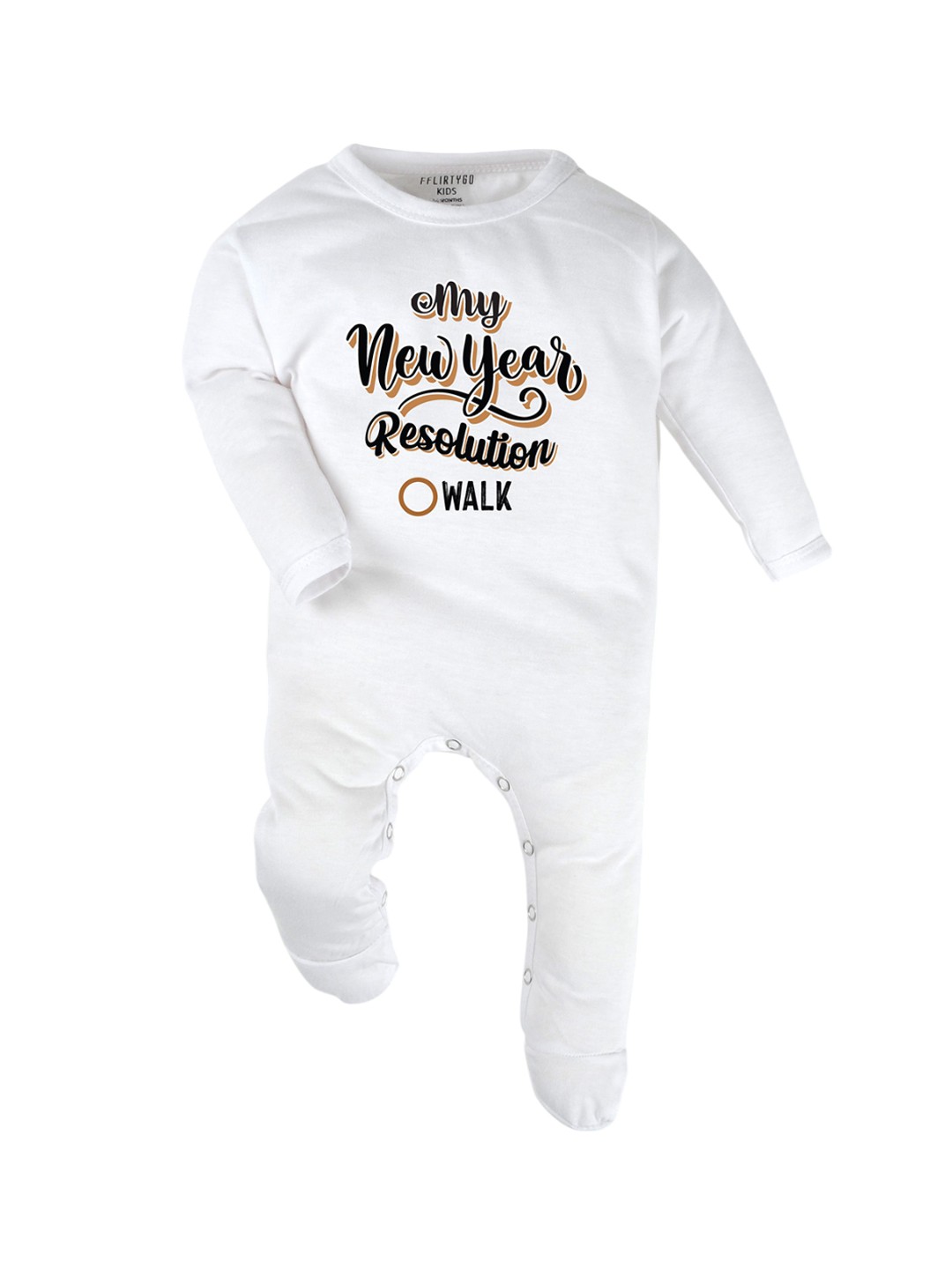 

FFLIRTYGO Infants Printed Pure Cotton Sleepsuit, White