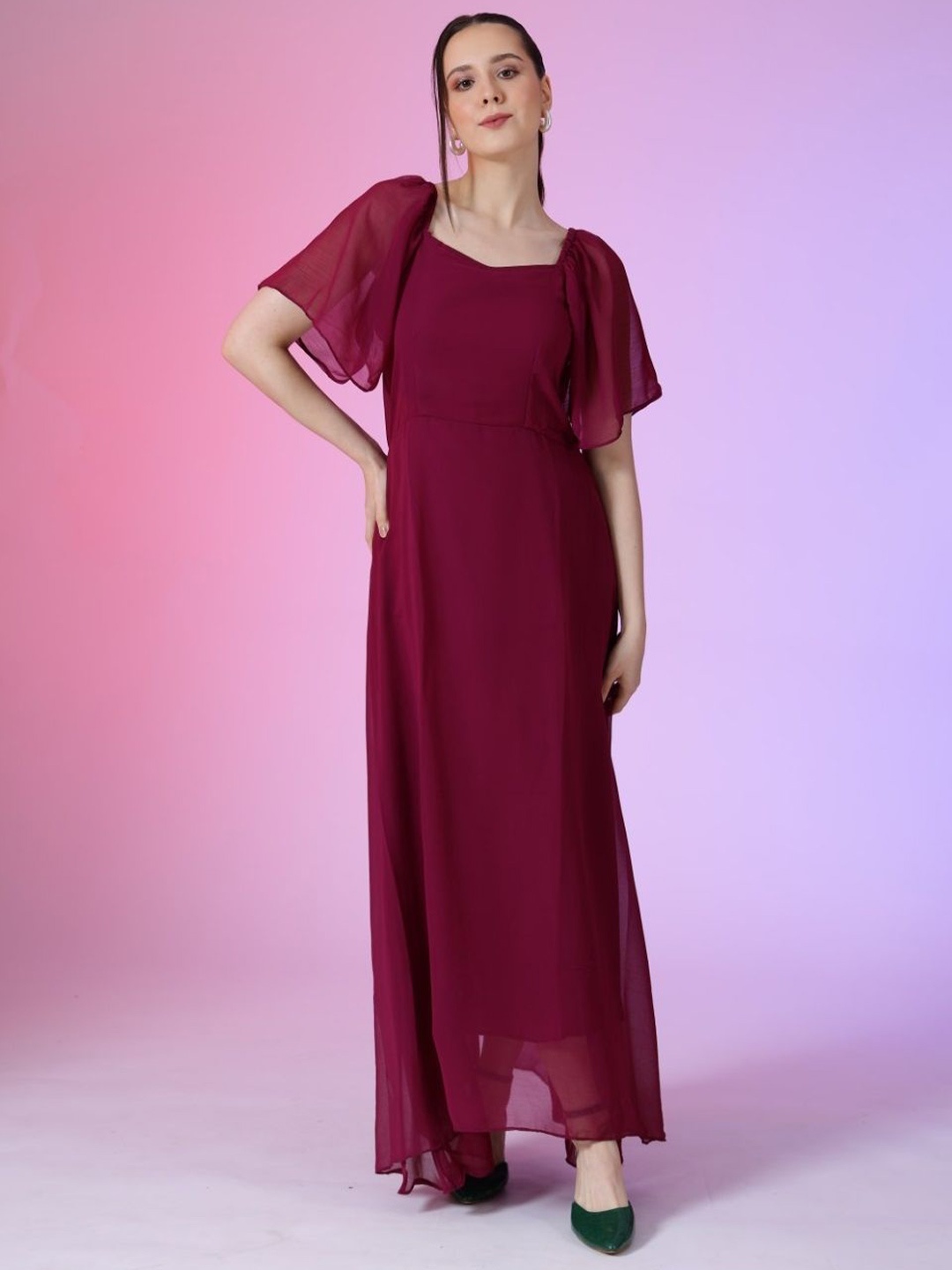 

Raiyani Enterprise Women Fit & Flare Maxi Dress, Magenta