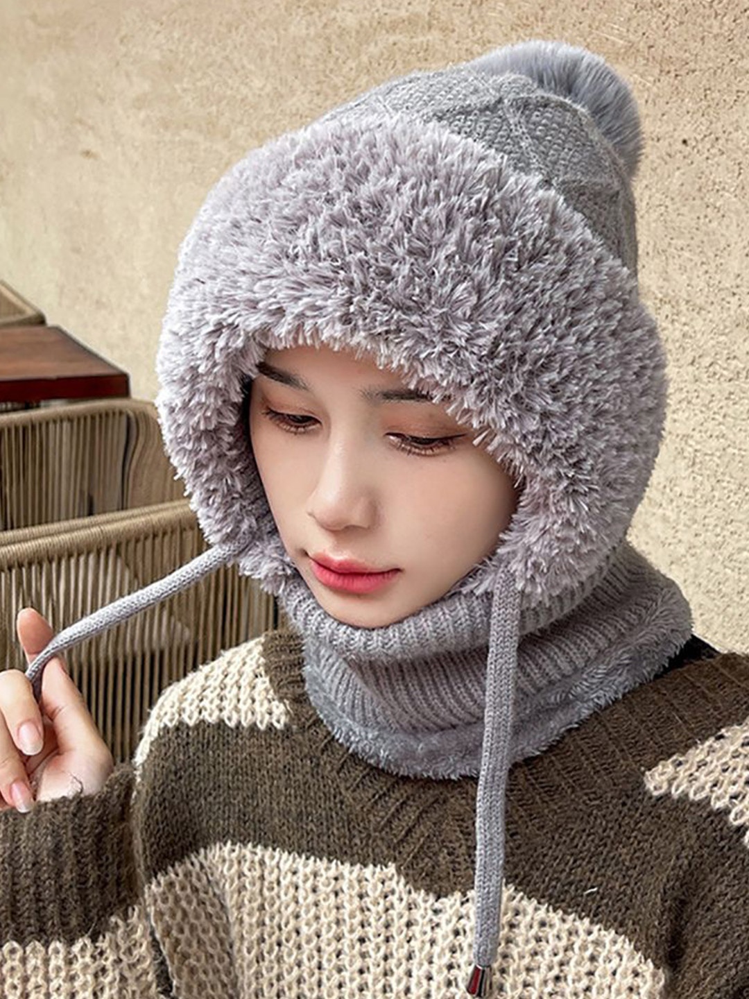 

StyleCast x Revolte Women Self Design Beanie, Grey