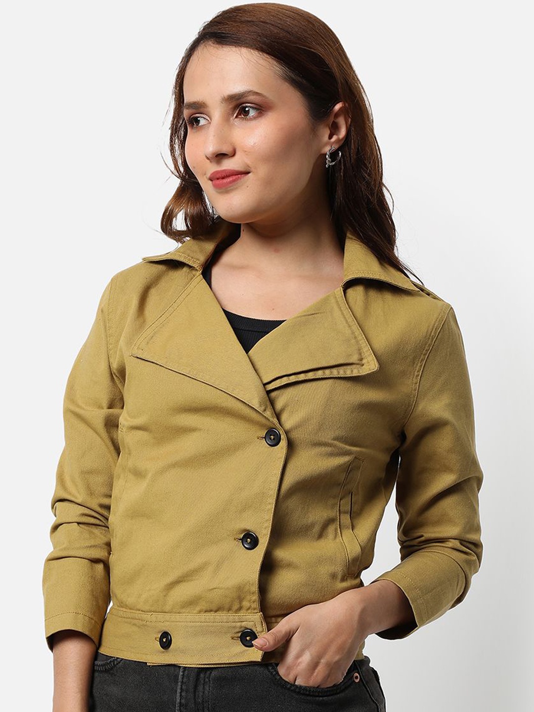 

Campus Sutra Women Lightweight Biker Jacket, Yellow