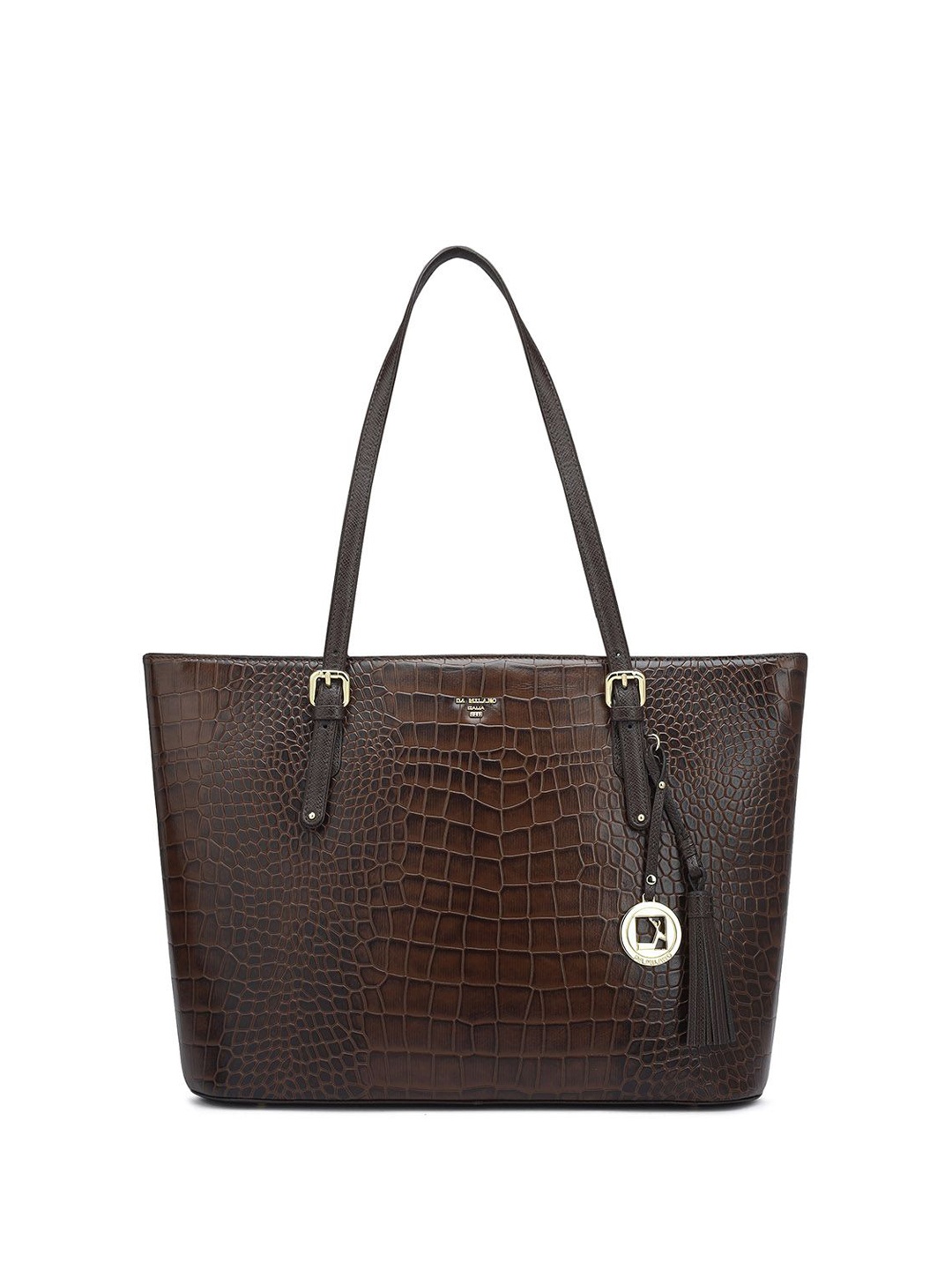 

Da Milano Animal Textured Leather Shopper Tote Bag, Brown