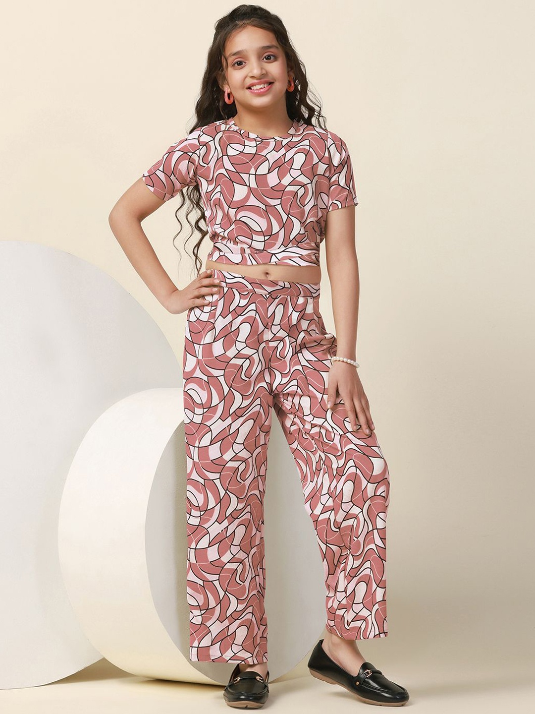 

BAESD Girls Printed Top & Trousers Clothing Set, Maroon