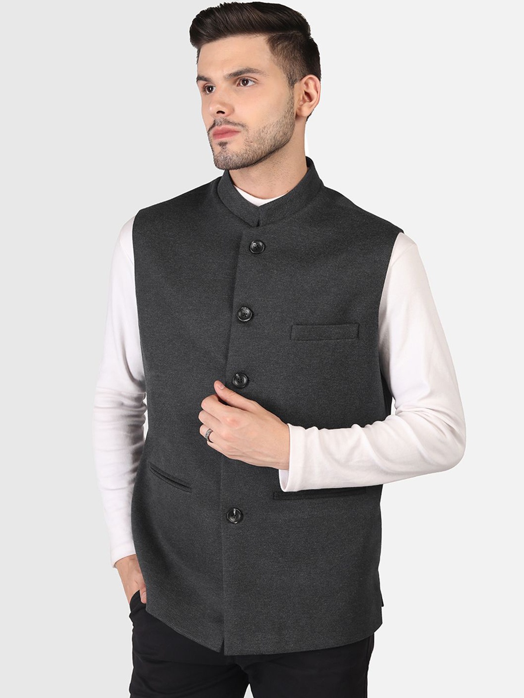 

PROTEX Men Mandarin Collar Nehru Jacket, Grey
