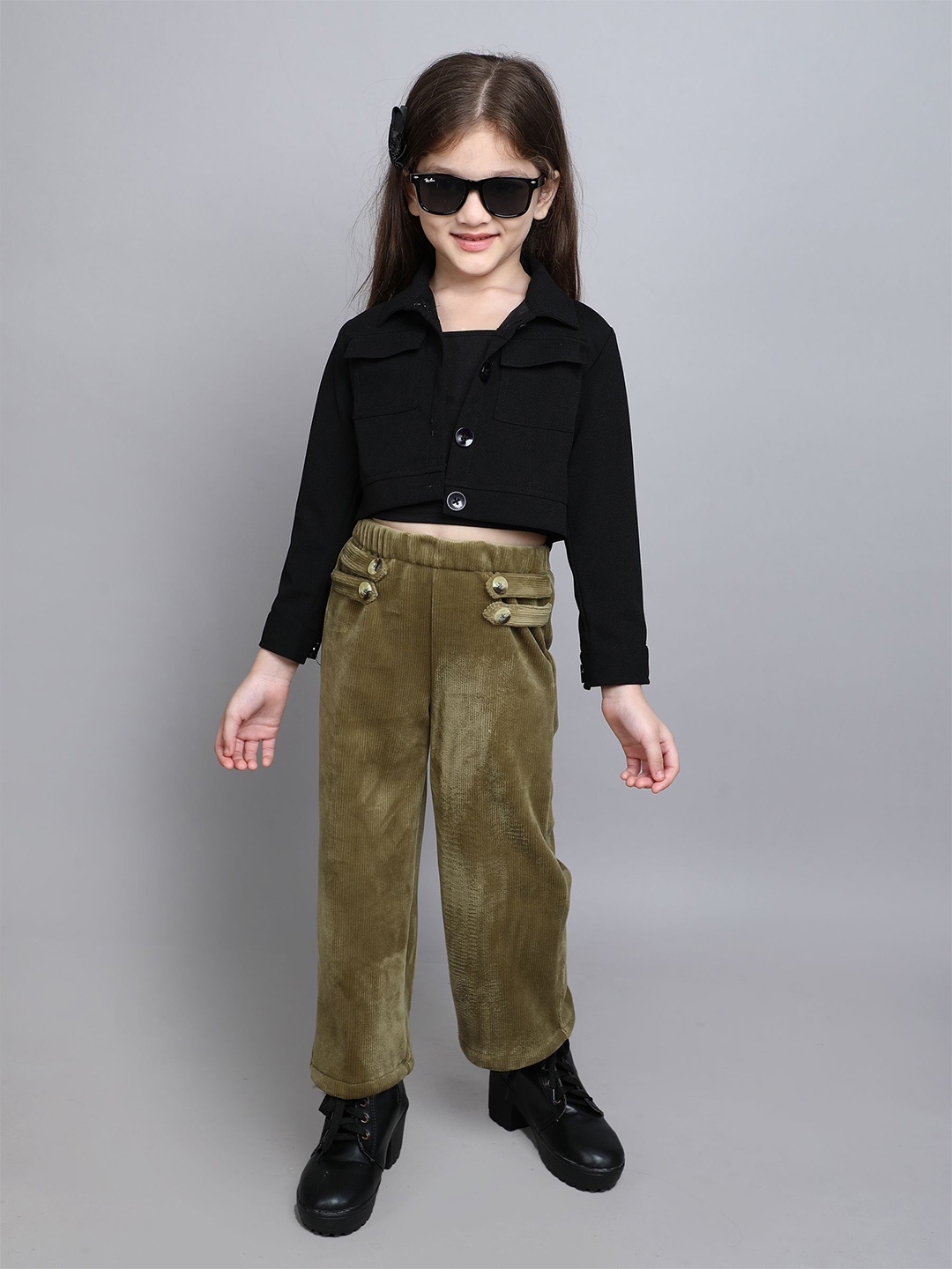 

taffykids Girls Shirt with Trousers, Black