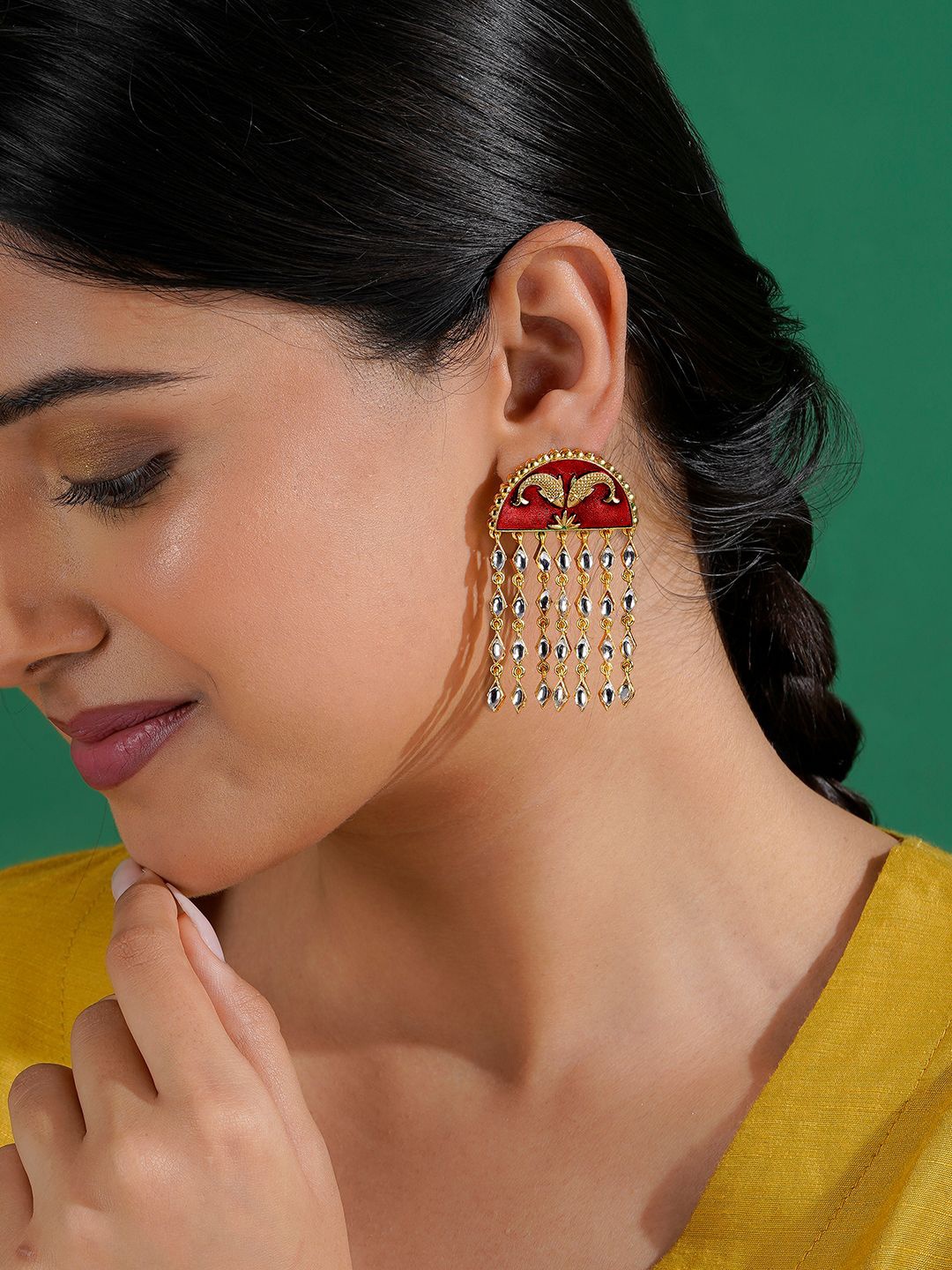 

TEEJH Contemporary Drop Earrings, Maroon