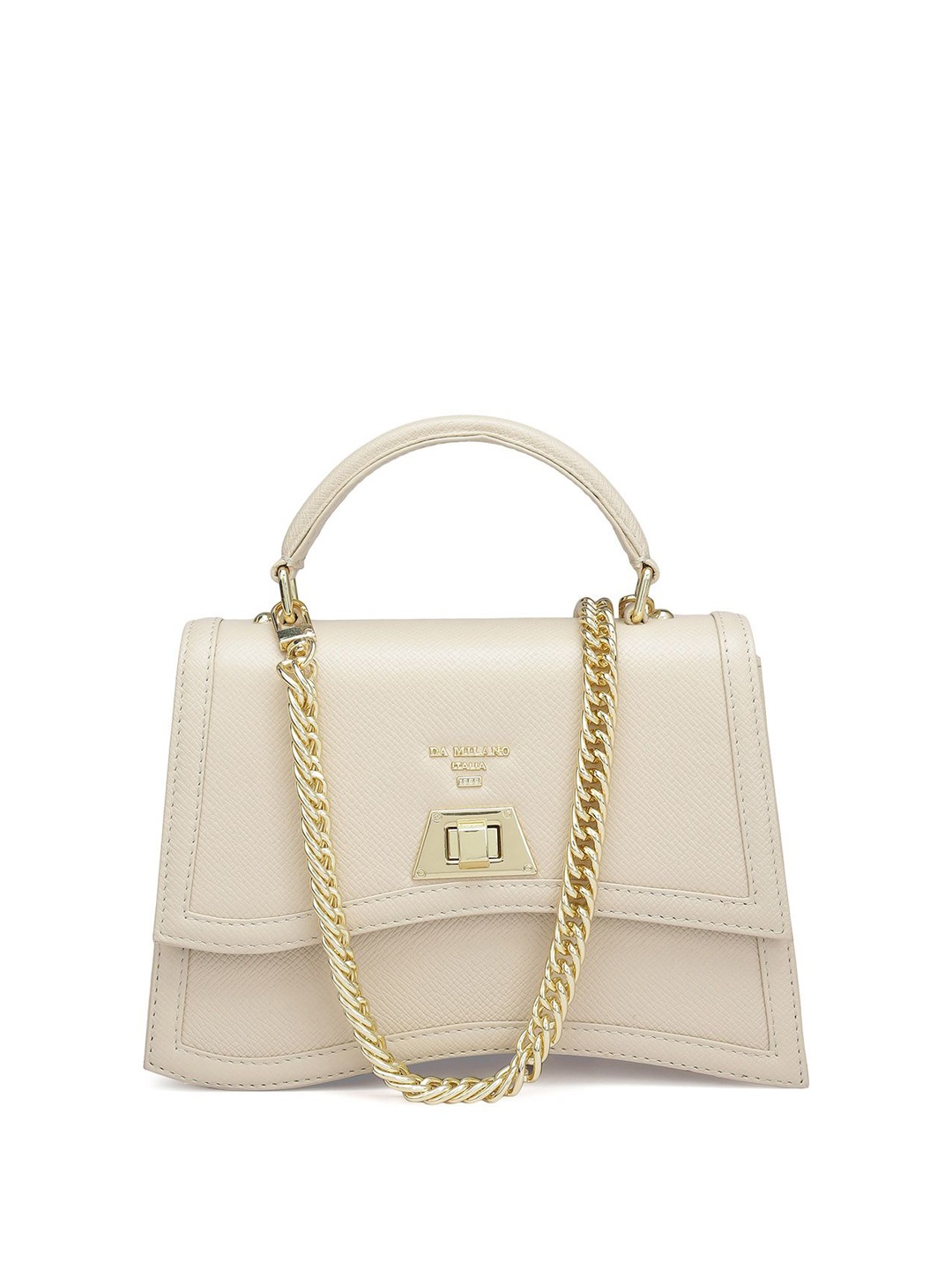 

Da Milano Leather Structured Handheld Bag with Tasselled, White