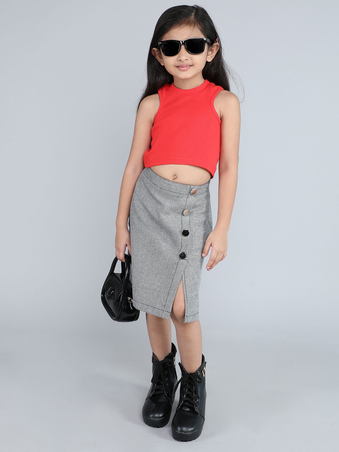 

taffykids Girls Top with Skirt, Red