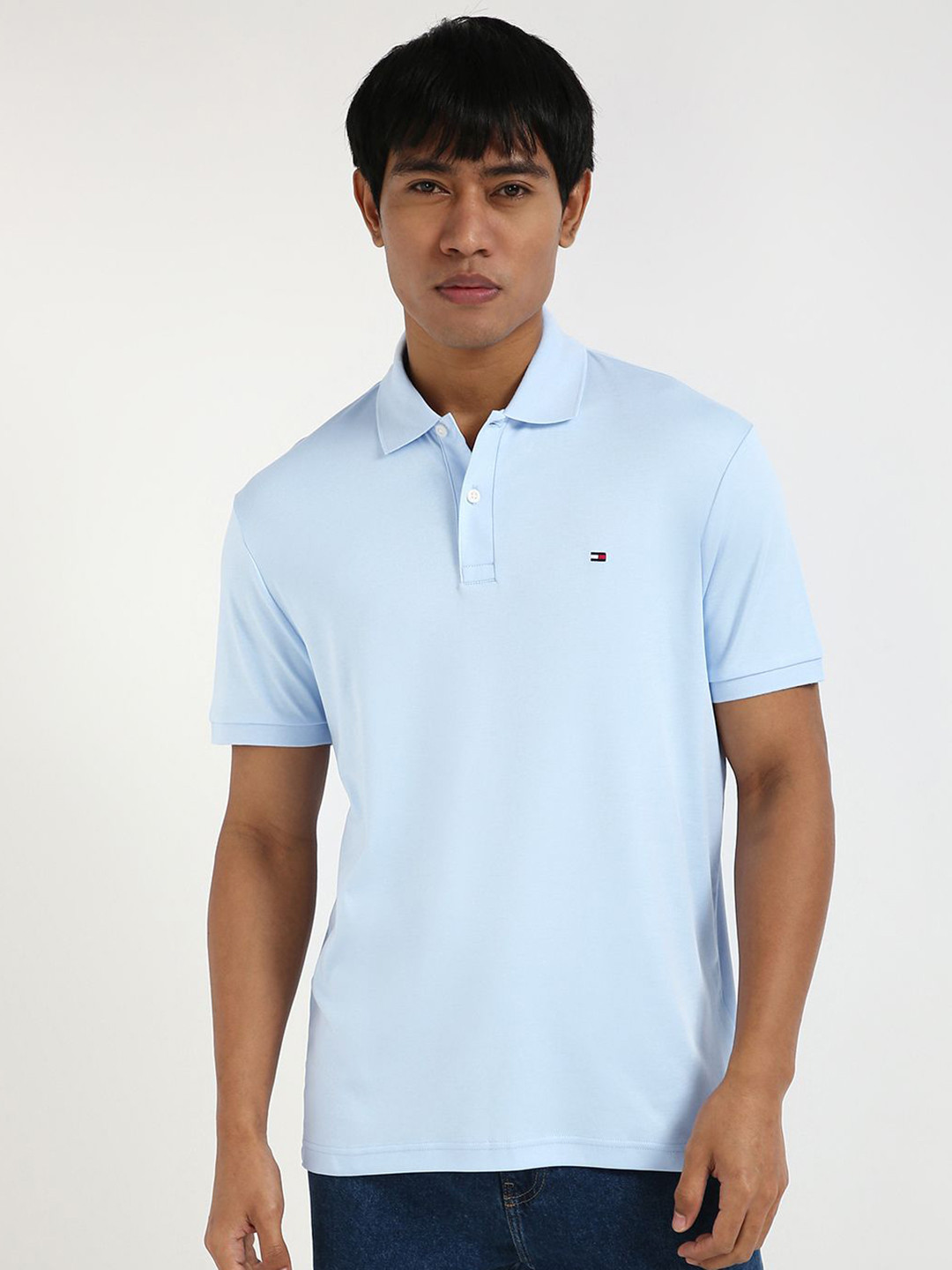 

Tommy Hilfiger Men Solid Polo Collar Cotton T-shirt, Blue