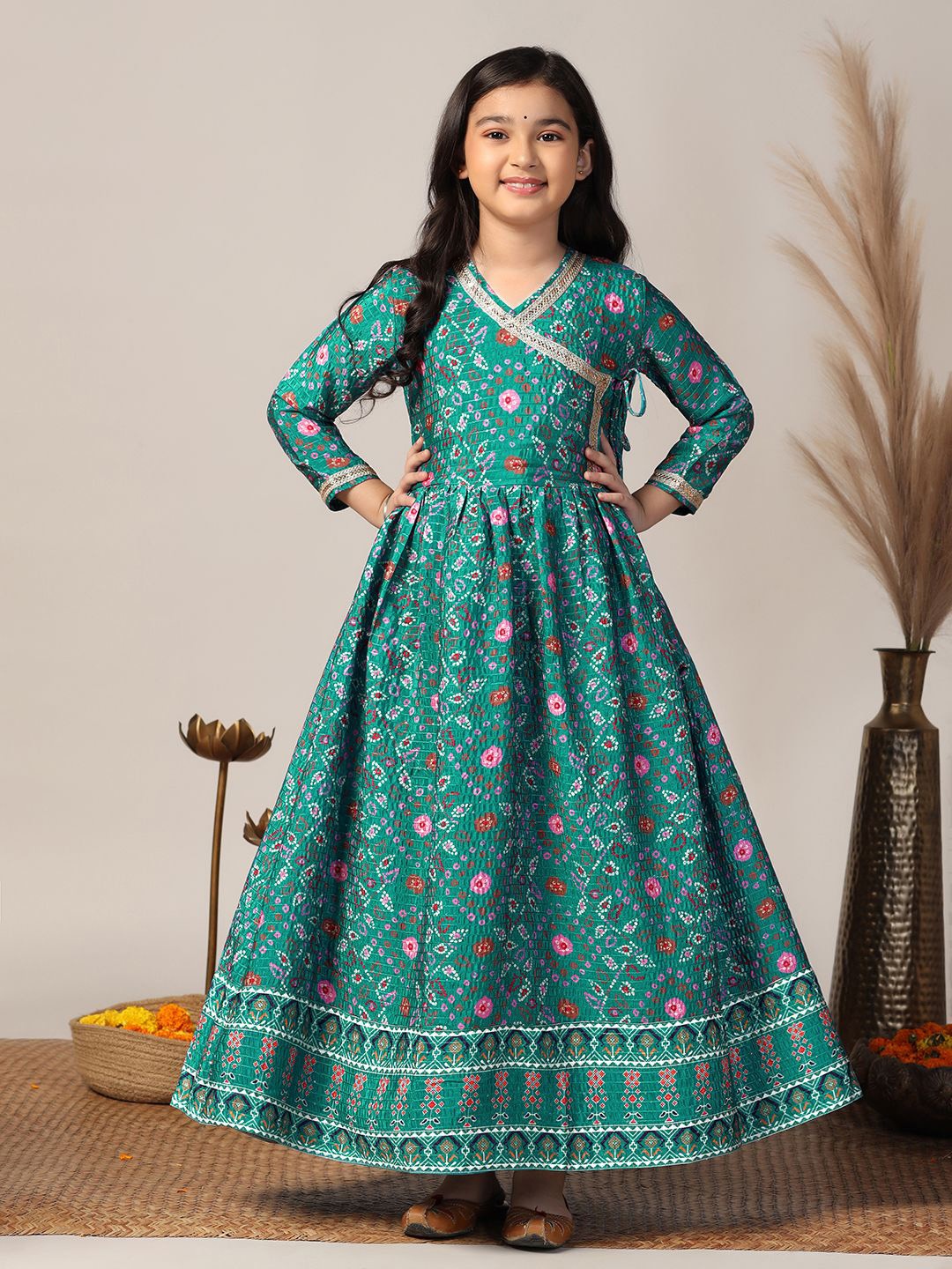 

BAESD Girls Print Maxi Ethnic Wrap Dresses, Teal
