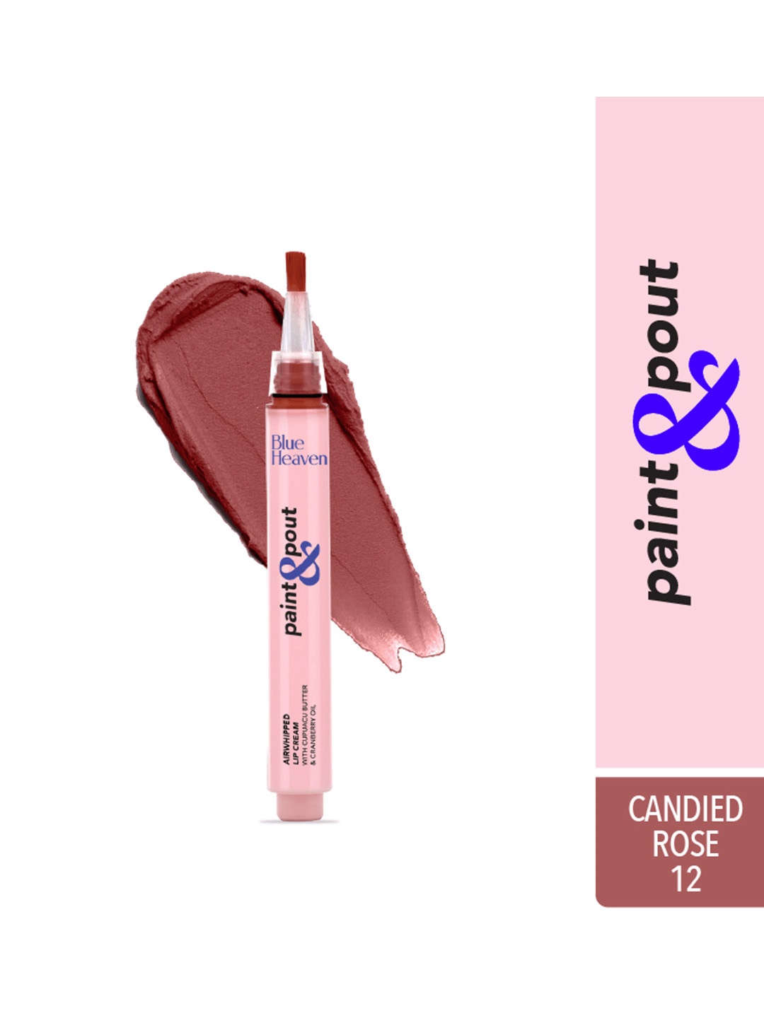 

Blue Heaven Paint & Pout Lightweight Soft Matte Airwhipped Lip Cream 2ml - Candied Rose 12