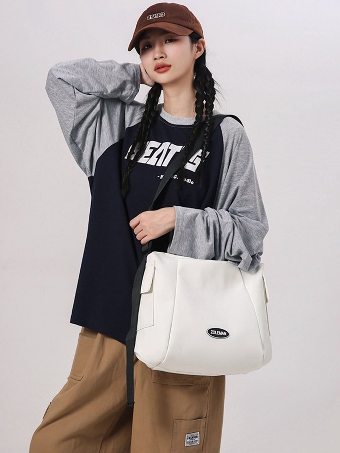 

StyleCast White Solid Structured Handheld Bag