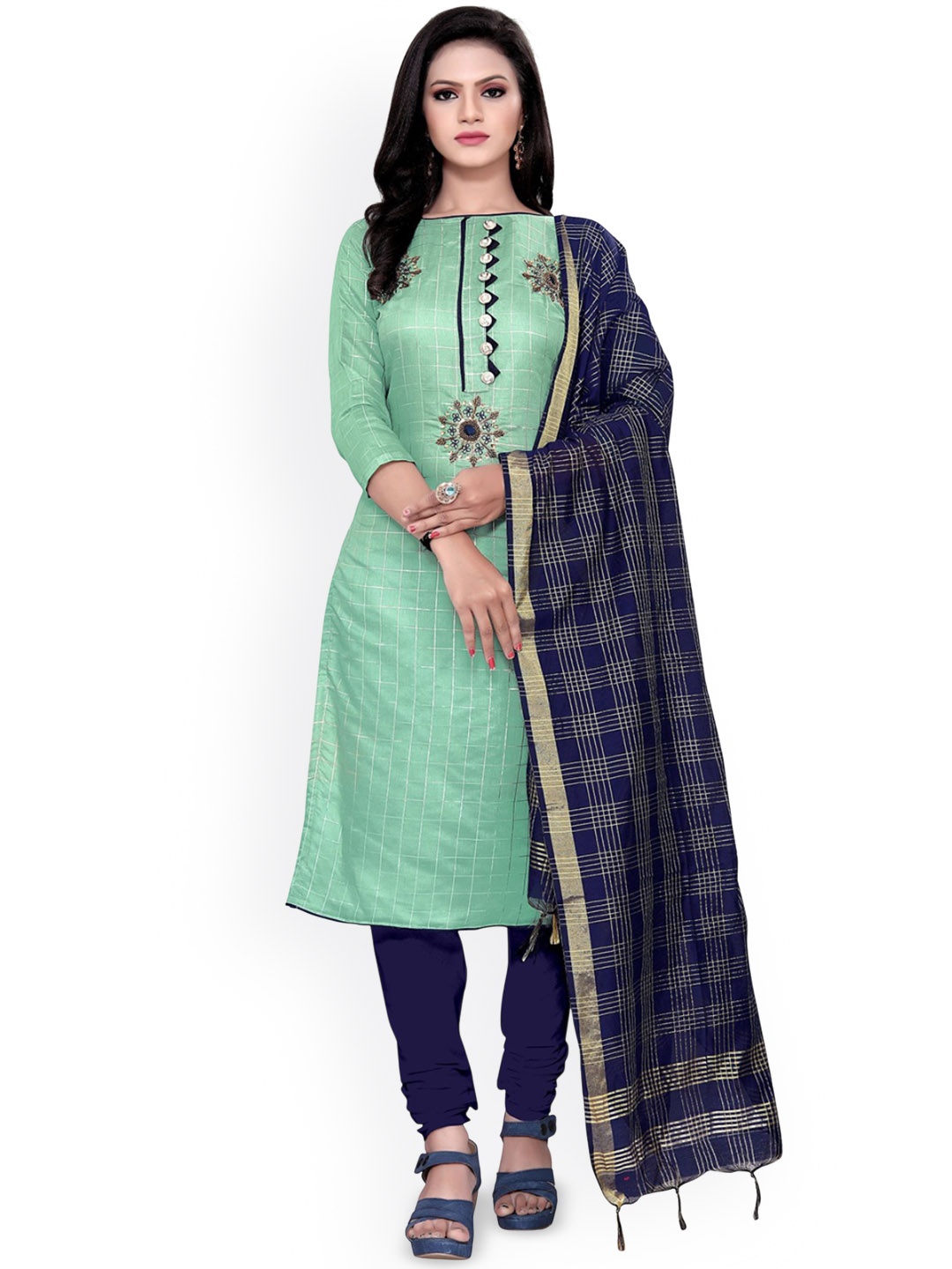 

Suha Unstitched Dress Material, Sea green