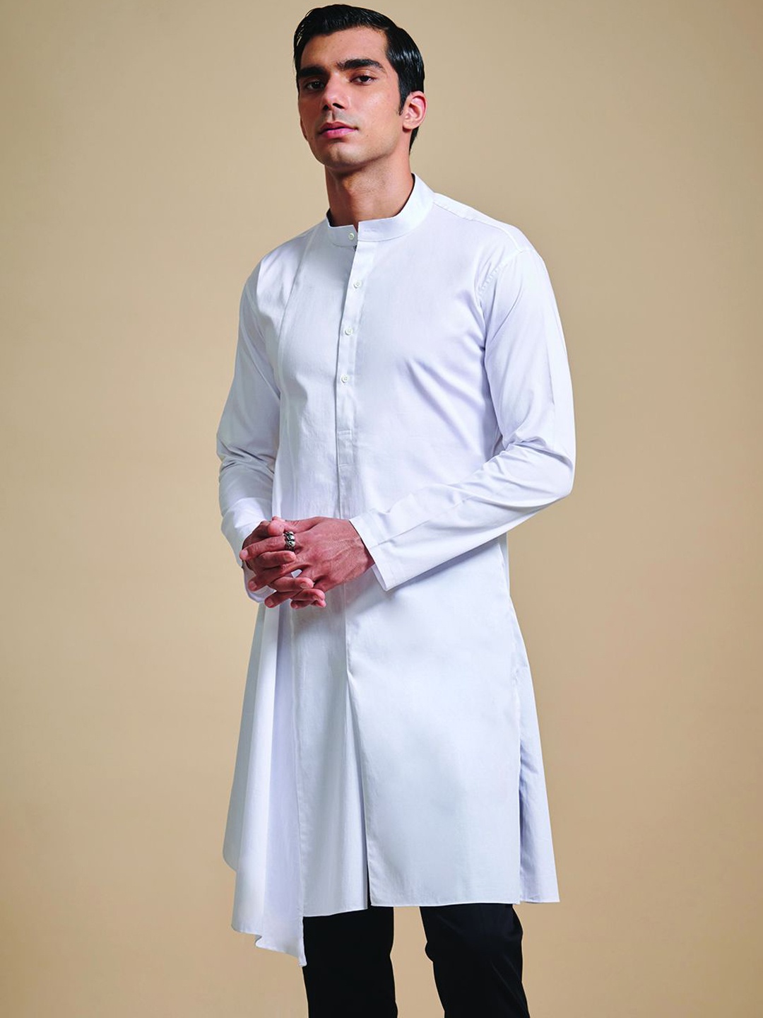 

RR Blue Men Geometric Chikankari Anarkali Kurta, White