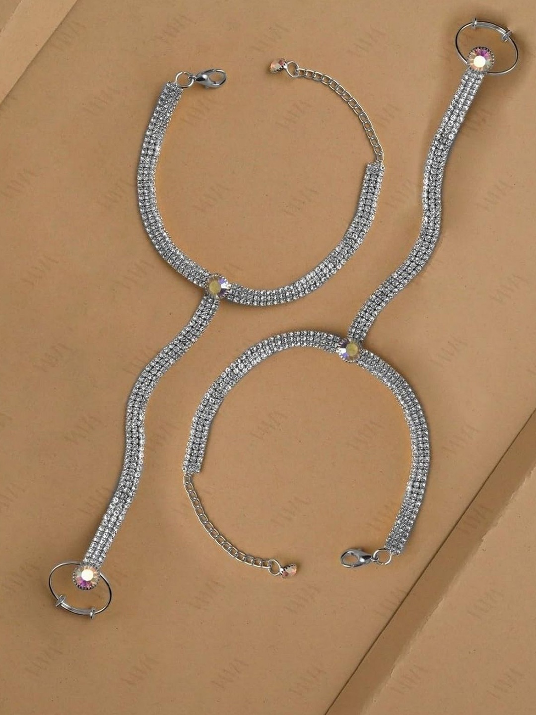 

VAMA Women Crystals Handcrafted Silver-Plated Armlet Bracelet
