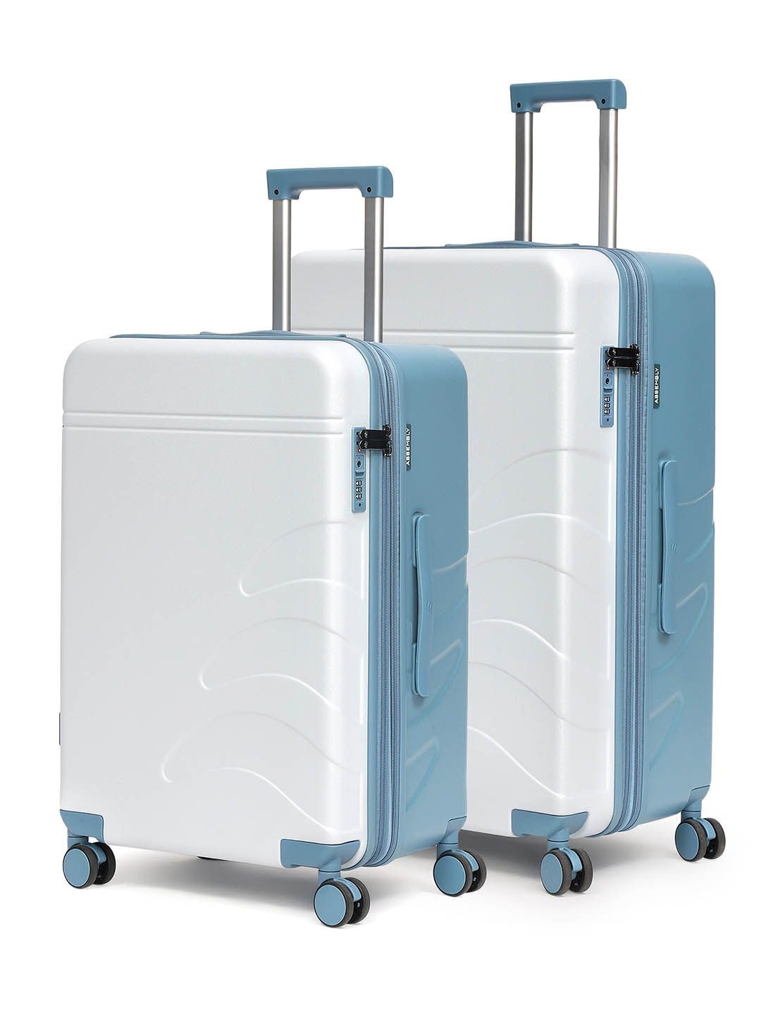 

Assembly Flowe Set Of 2 Hard Sided Large Trolley Suitcases, Blue