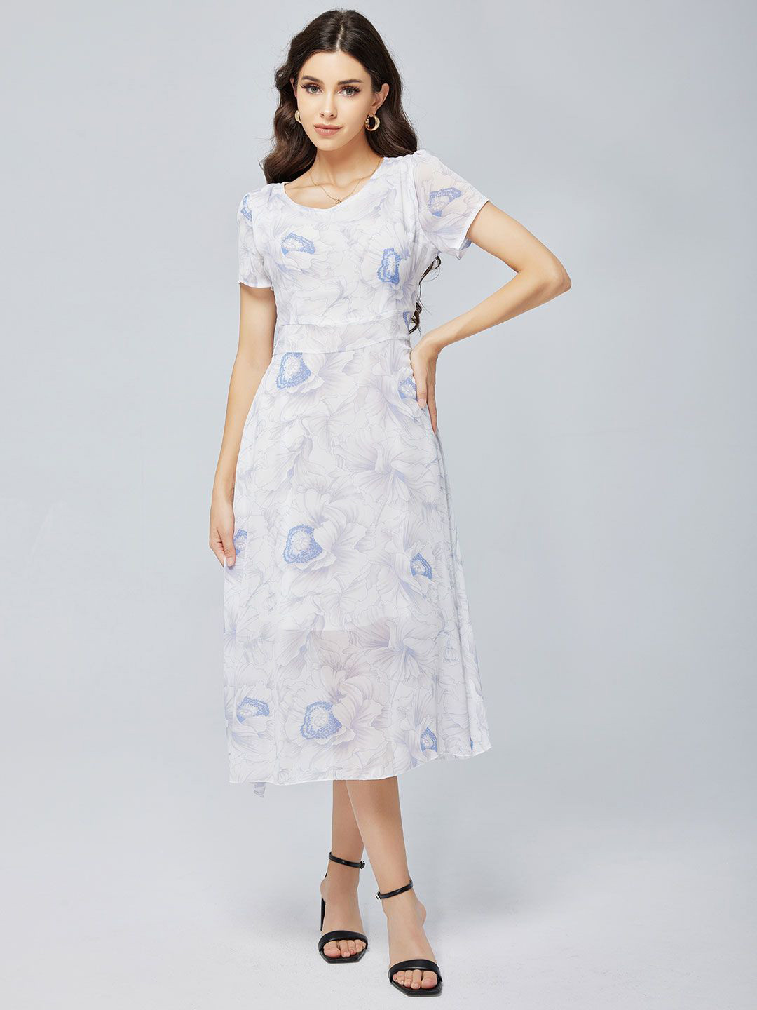 

StyleCast Women Floral Printed A-Line Midi Dress, Blue