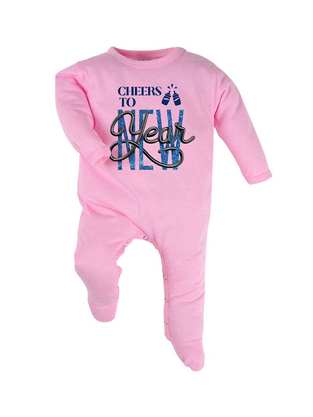 

FFLIRTYGO Infants Printed Pure Cotton Sleepsuit, Pink