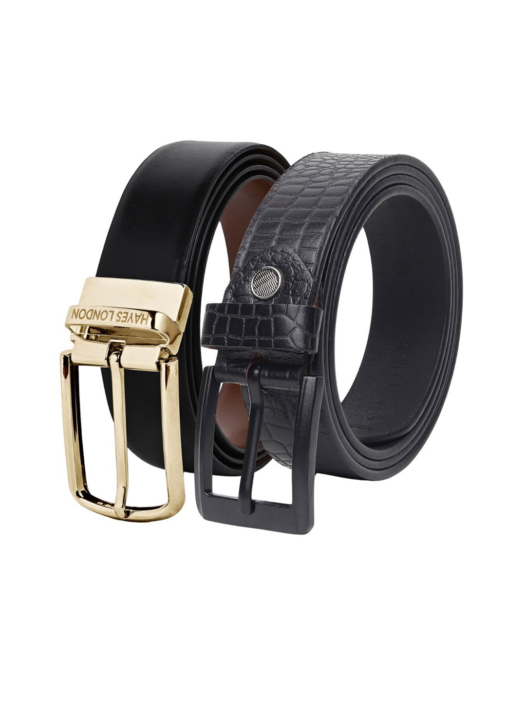 

Hayes London Men Formal Belts Combo Pack of 2 Premium Genuine Leather Belt, Gold