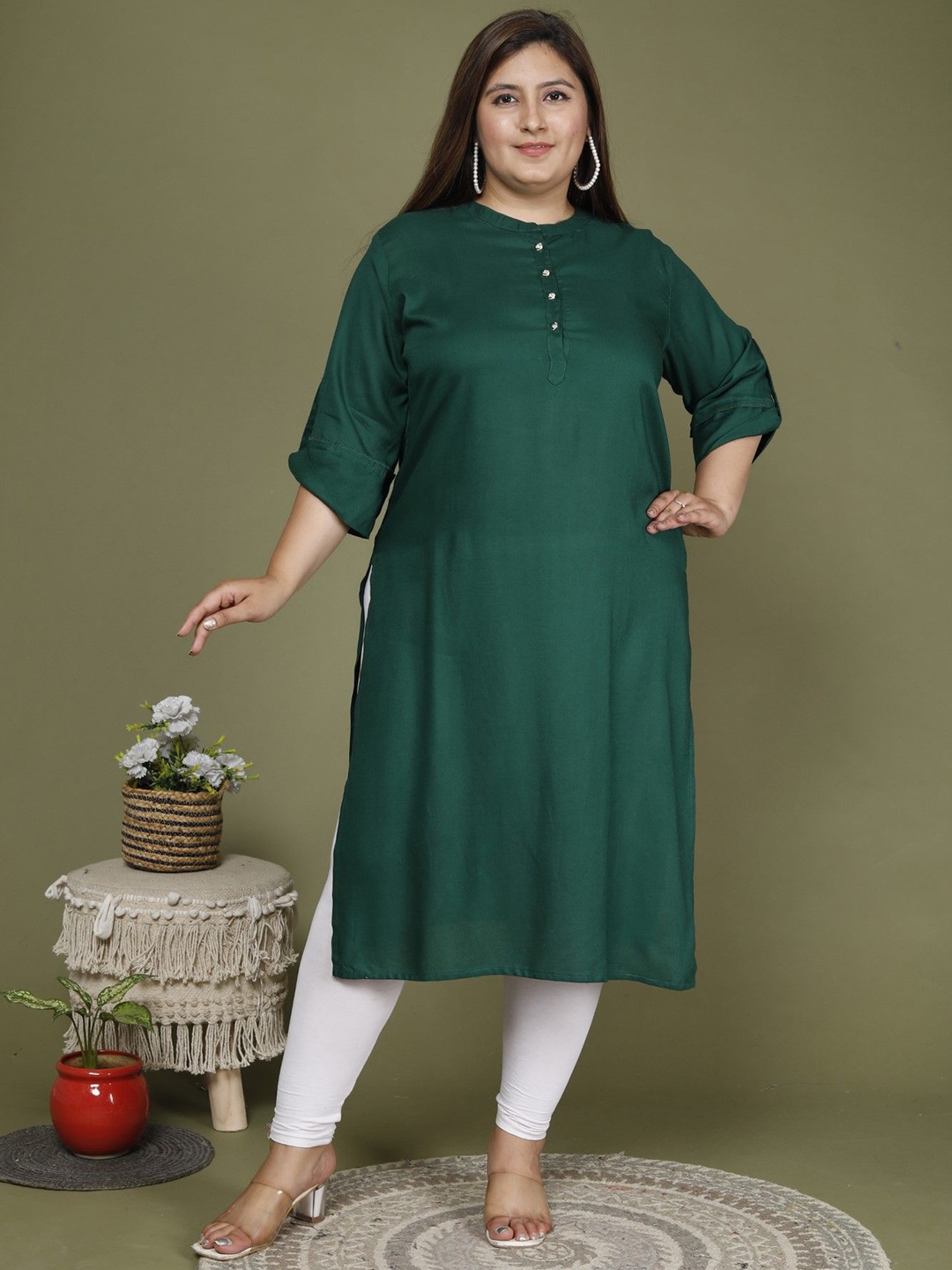 

KALINI Women Floral Kurta, Green