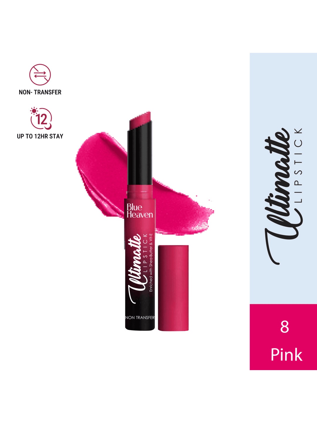 

Blue Heaven Ultimatte Non-Transfer Smudge Proof Waterproof Lipstick - Pink 08