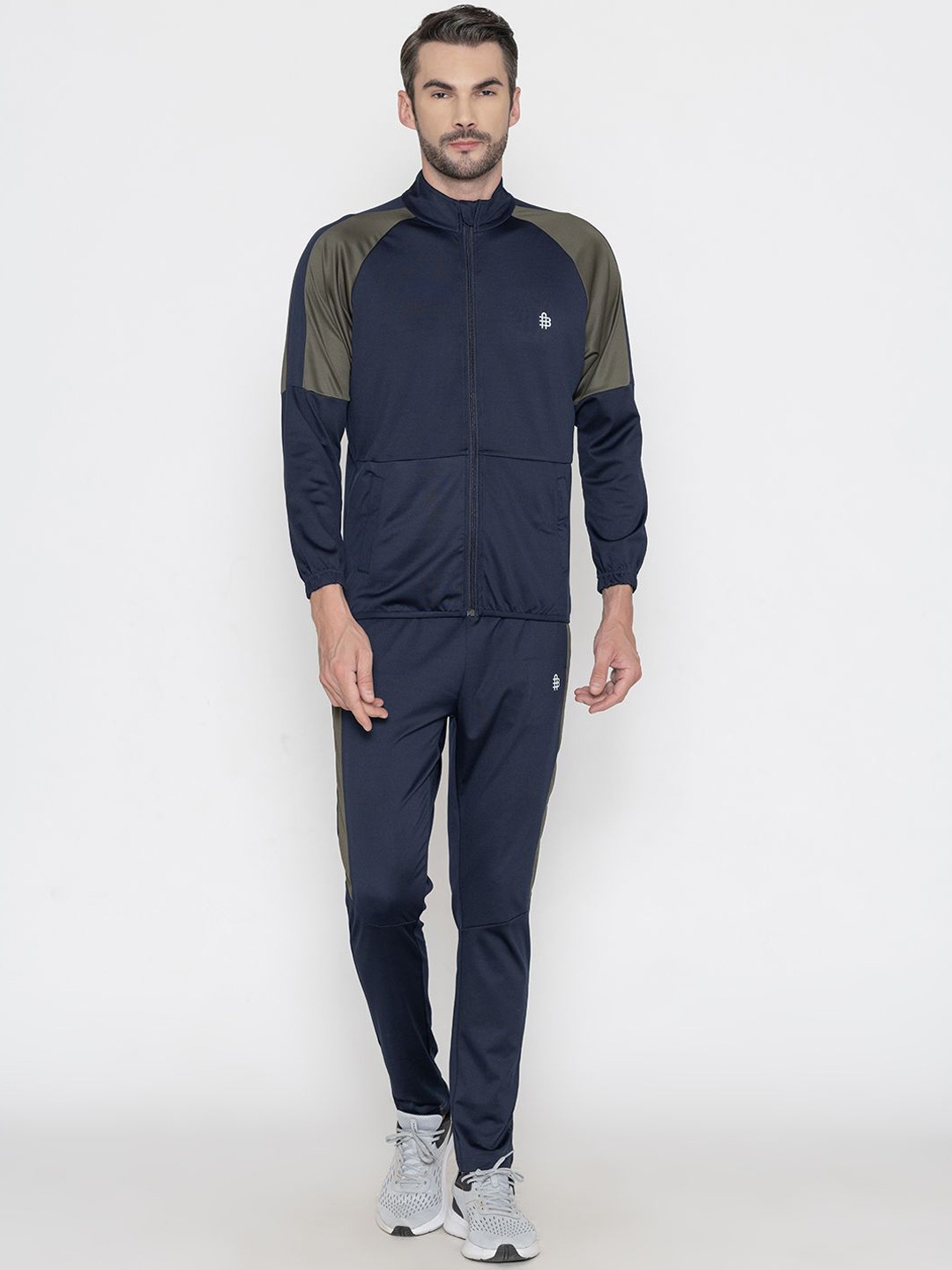 

Bonjour Men Cotton Mock Collar Tracksuit, Blue