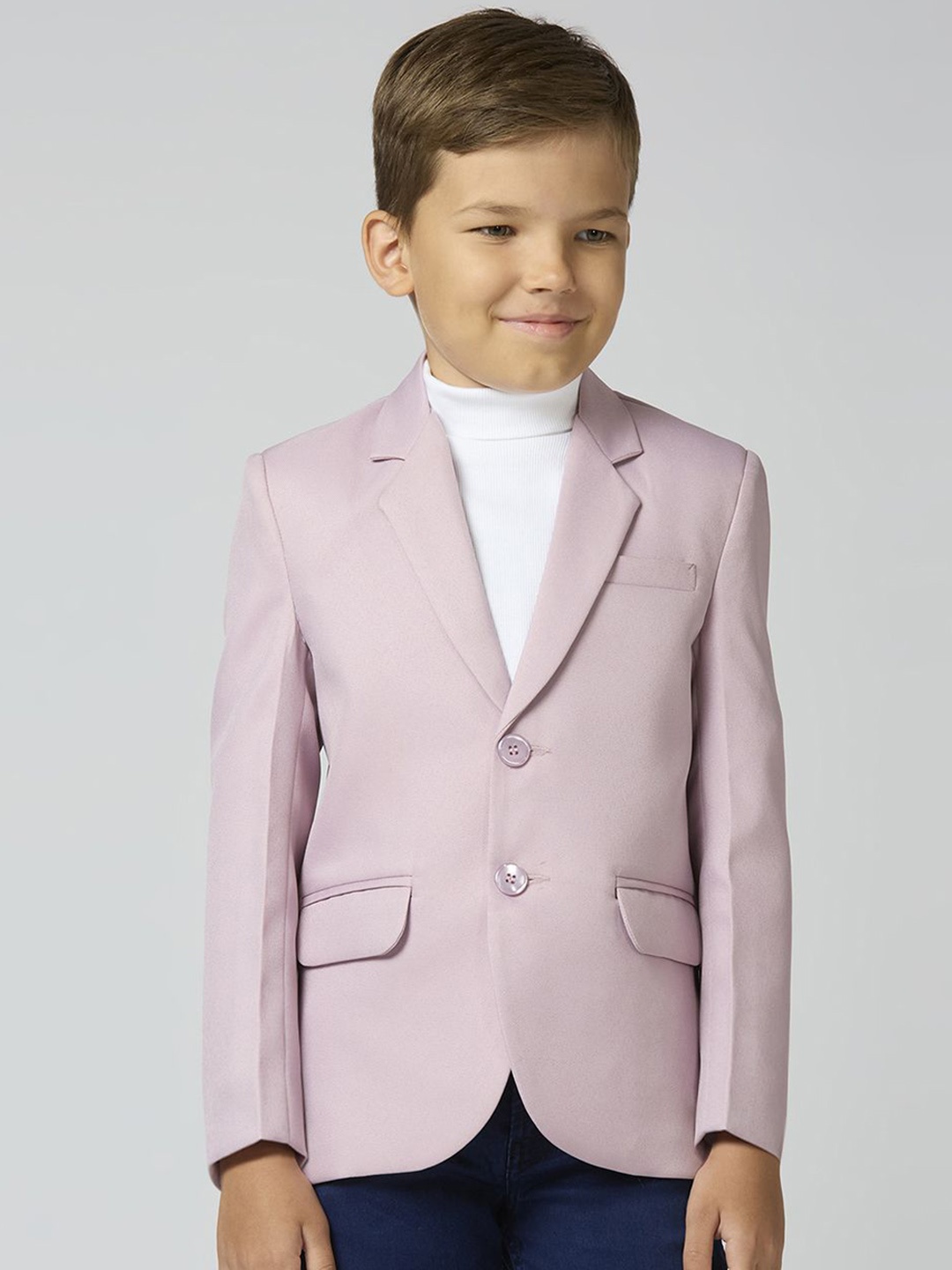 

YK Boys Slim Fit Long Sleeve Single Breasted Blazer, Pink