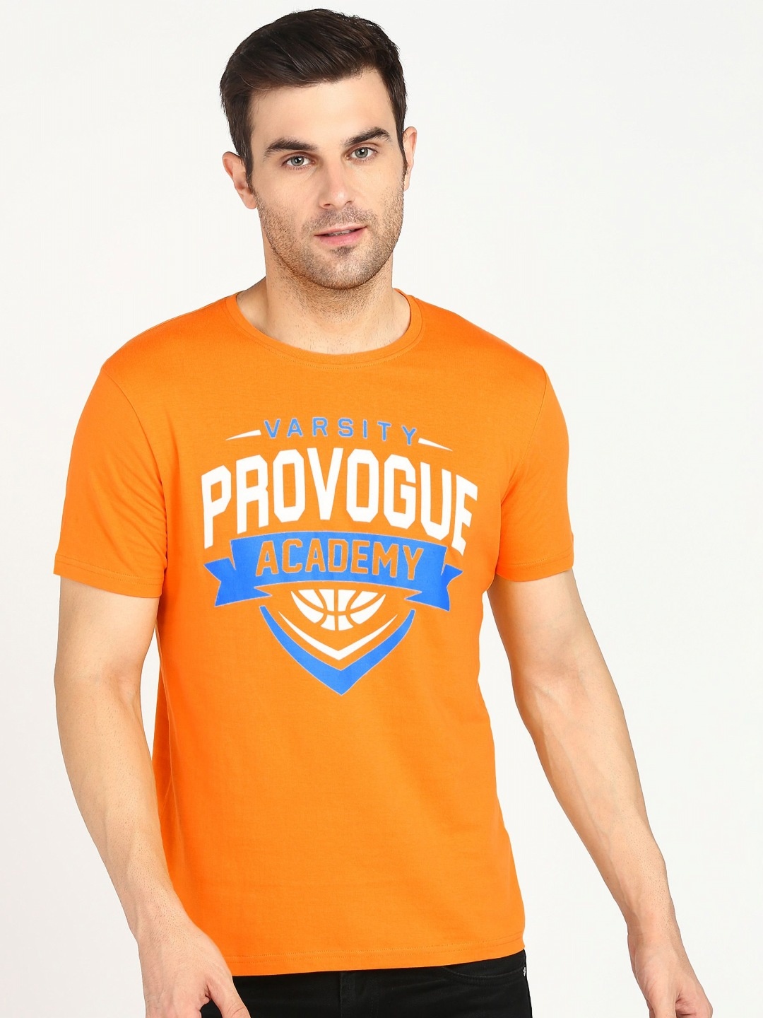 

Provogue Men Typography Printed Applique T-shirt, Orange