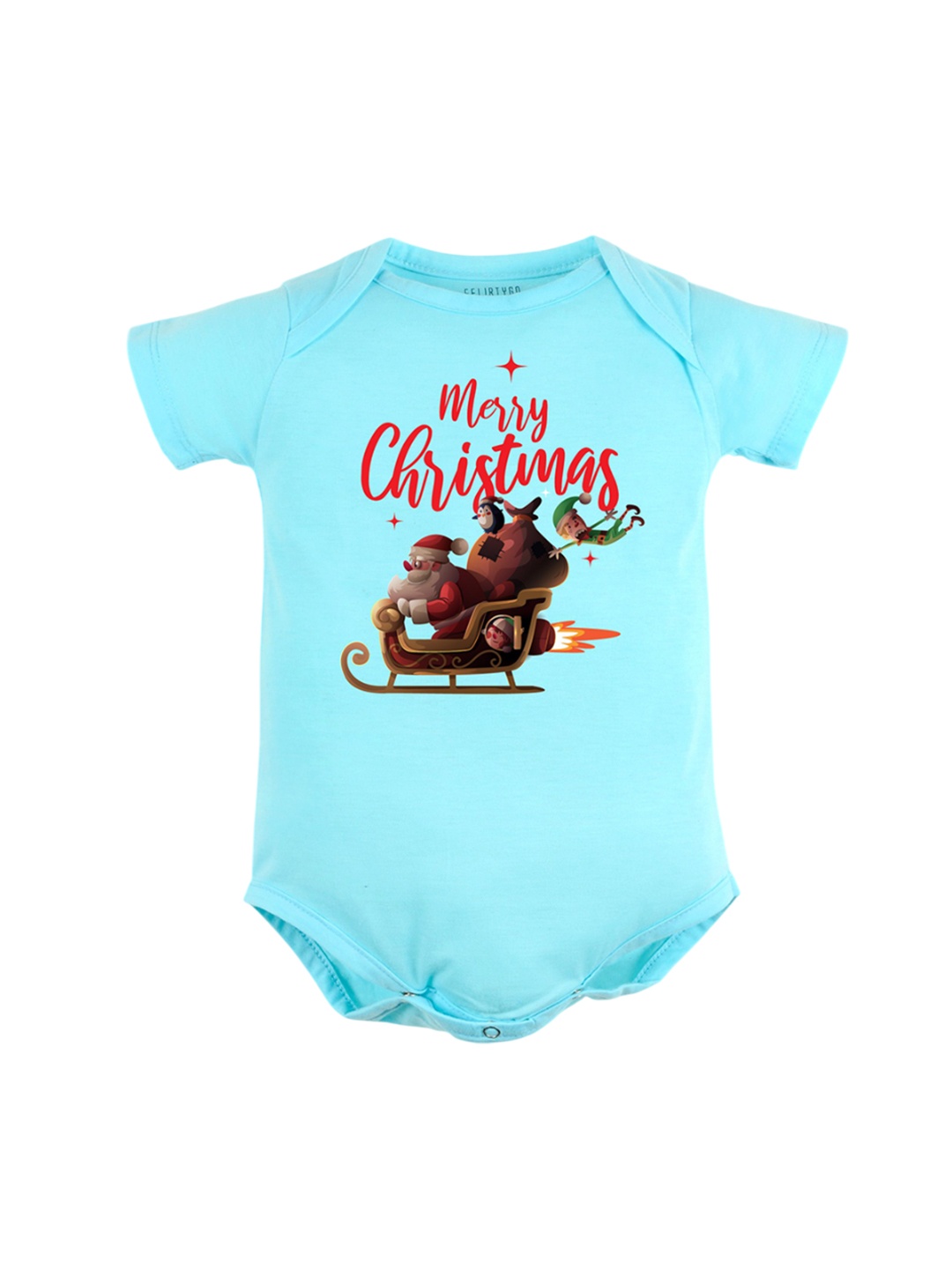 

FFLIRTYGO Infants Printed Cotton Bodysuit, Turquoise blue