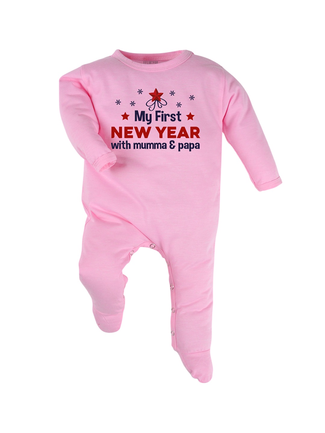 

FFLIRTYGO Infants Printed Pure Cotton Sleepsuit, Pink